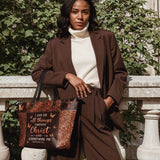 "Believe" - Philippians 4:13 Leather Tote Bag