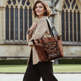 "Believe" - Philippians 4:13 Leather Tote Bag