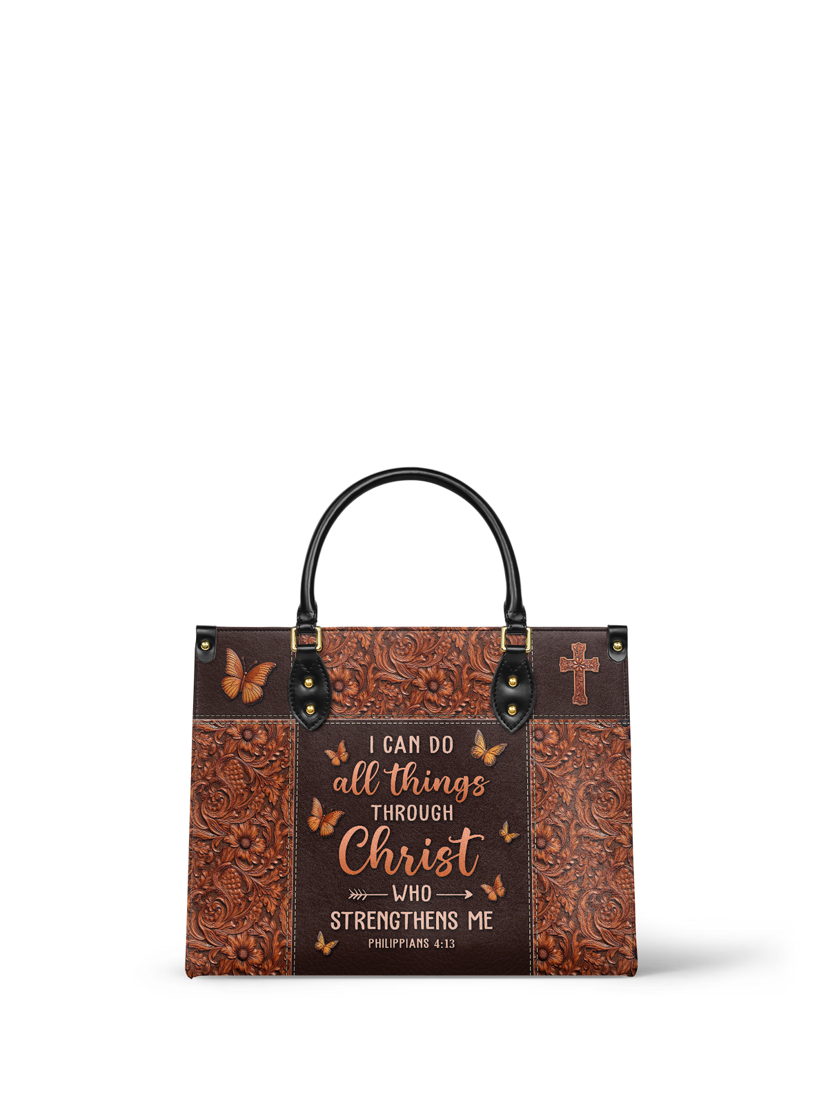 Believe - Philippians 4:13 Leather Handbag