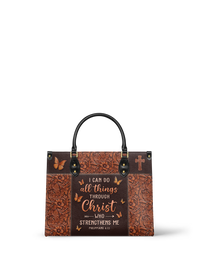 Believe - Philippians 4:13 Leather Handbag