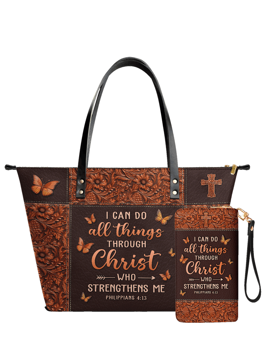 Believe - Philippians 4:13 Leather Tote Bag Deal