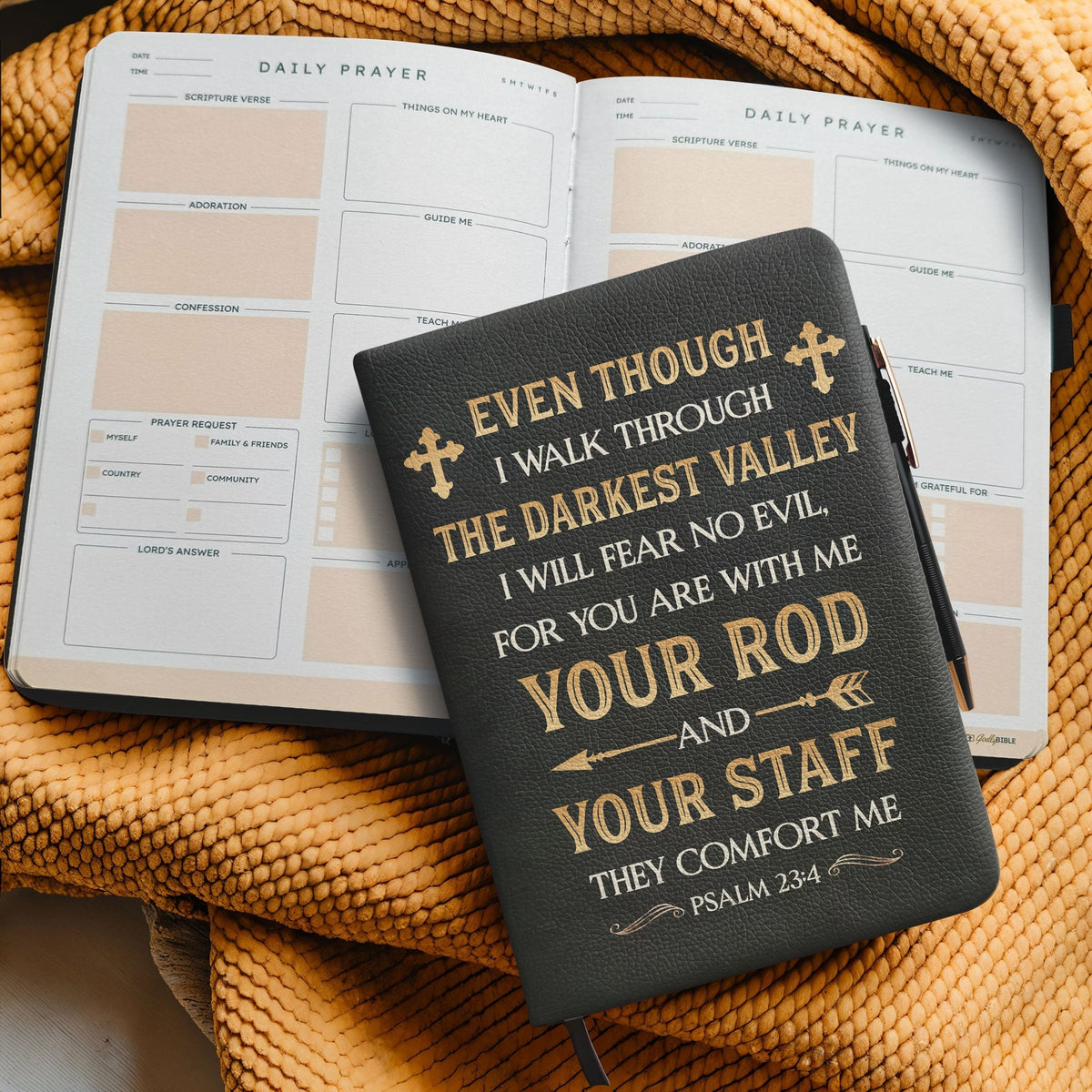 Comfort - Psalm 23:4 Leather Prayer Journal