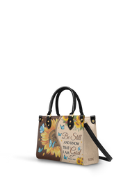 Presence - Psalm 46:10 Small Leather Handbag