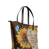"Presence" - Psalm 46:10 Leather Tote Bag