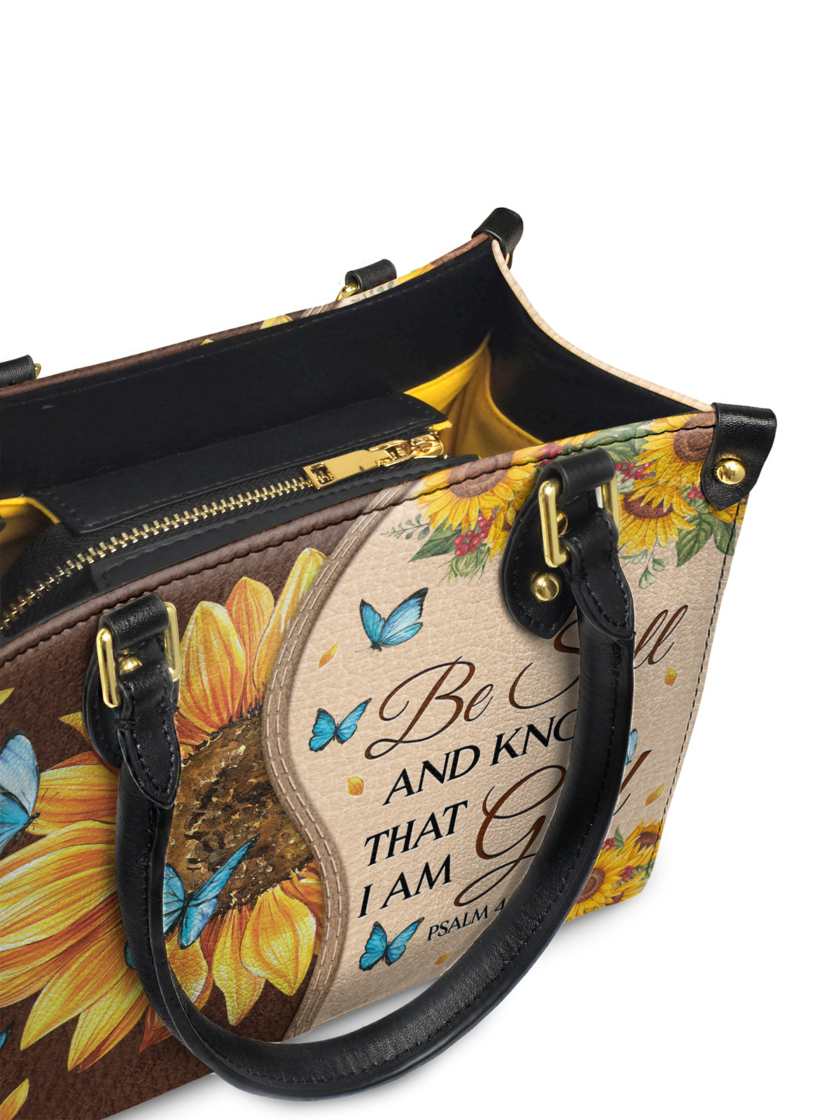 Presence - Psalm 46:10 Small Leather Handbag