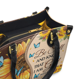 Presence - Psalm 46:10 Small Leather Handbag
