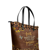 "Possible" - Luke 1:37 Leather Tote Bag