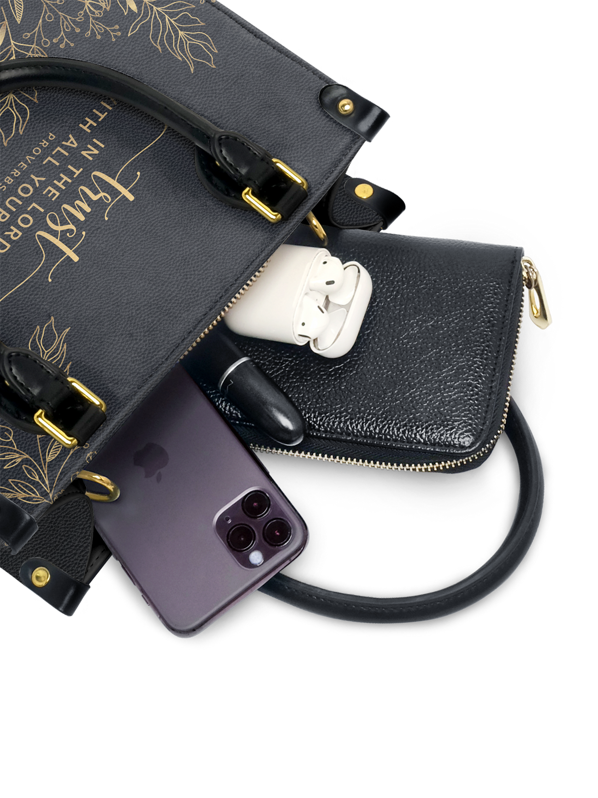Trust - Proverbs 3:5 Small Leather Handbag