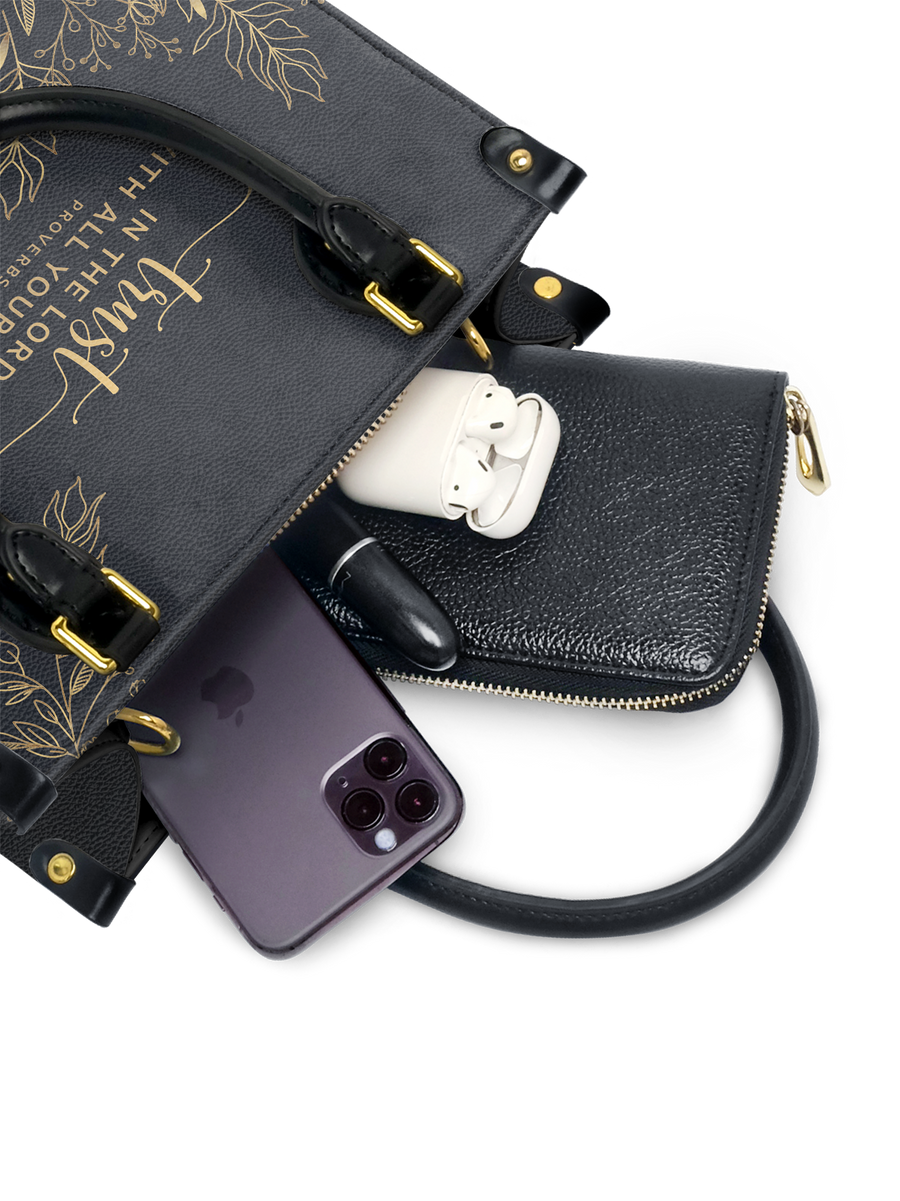 Trust - Proverbs 3:5 Small Leather Handbag
