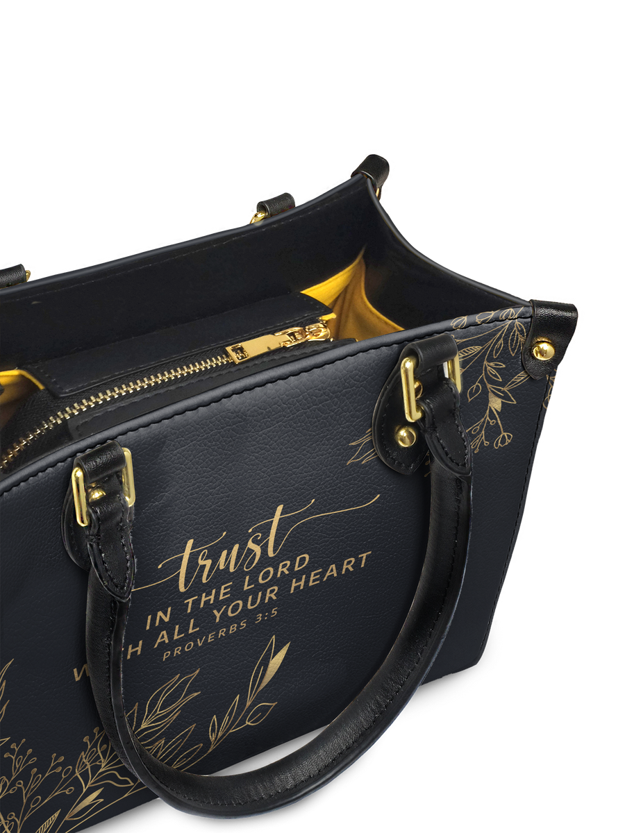 Trust - Proverbs 3:5 Small Leather Handbag
