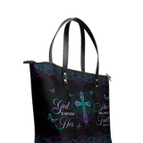 "Unshaken" - Psalm 46:5 Leather Tote Bag