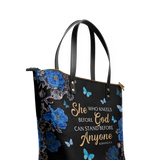 "Anchor" - Romans 8:31 Leather Tote Bag