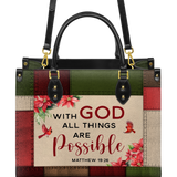 "Hope" - Matthew 19:26 Leather Handbag