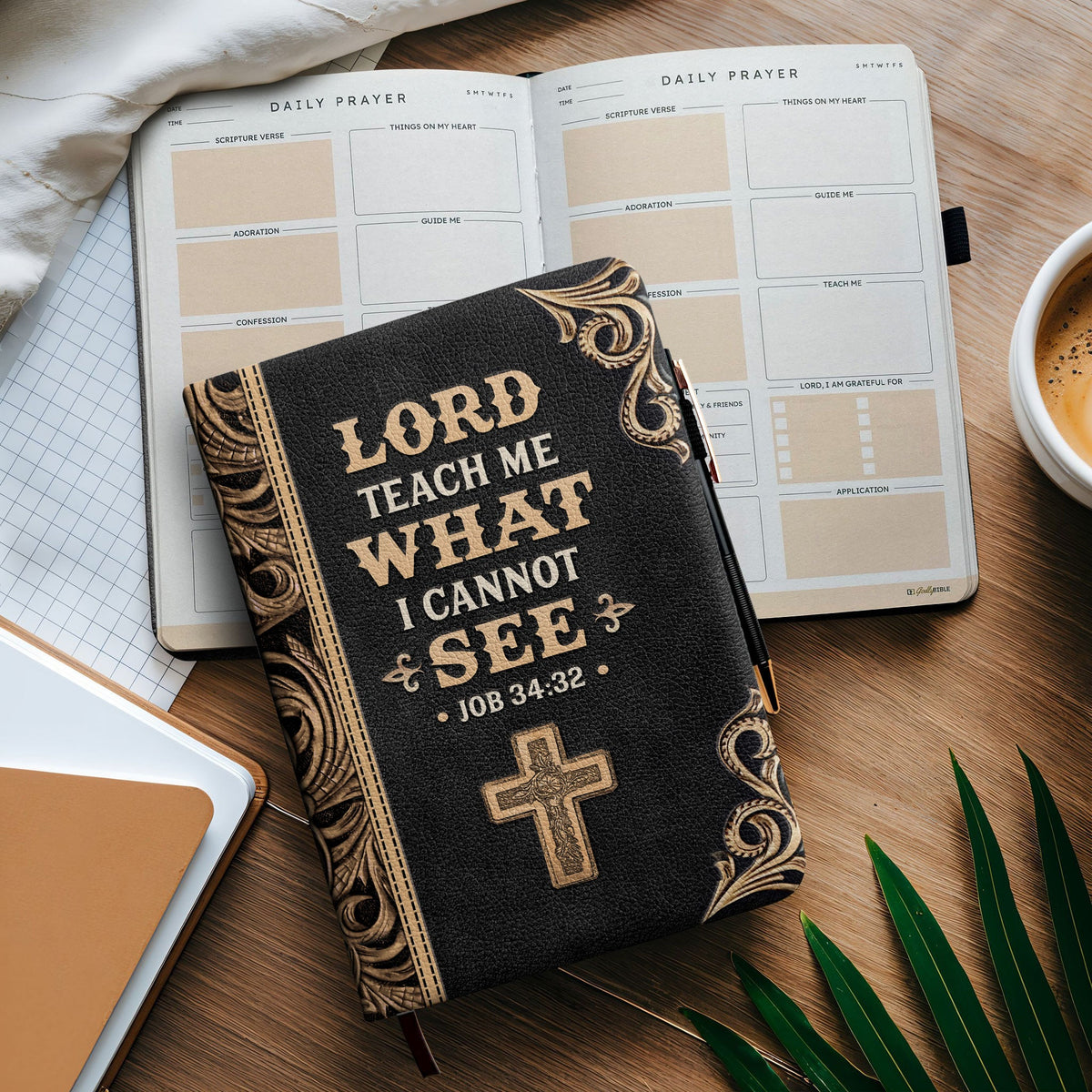 Wisdom - Job 34:32 Leather Prayer Journal