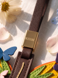 "Made New" - Rainbow Butterfly Cross Leather Bag Charm