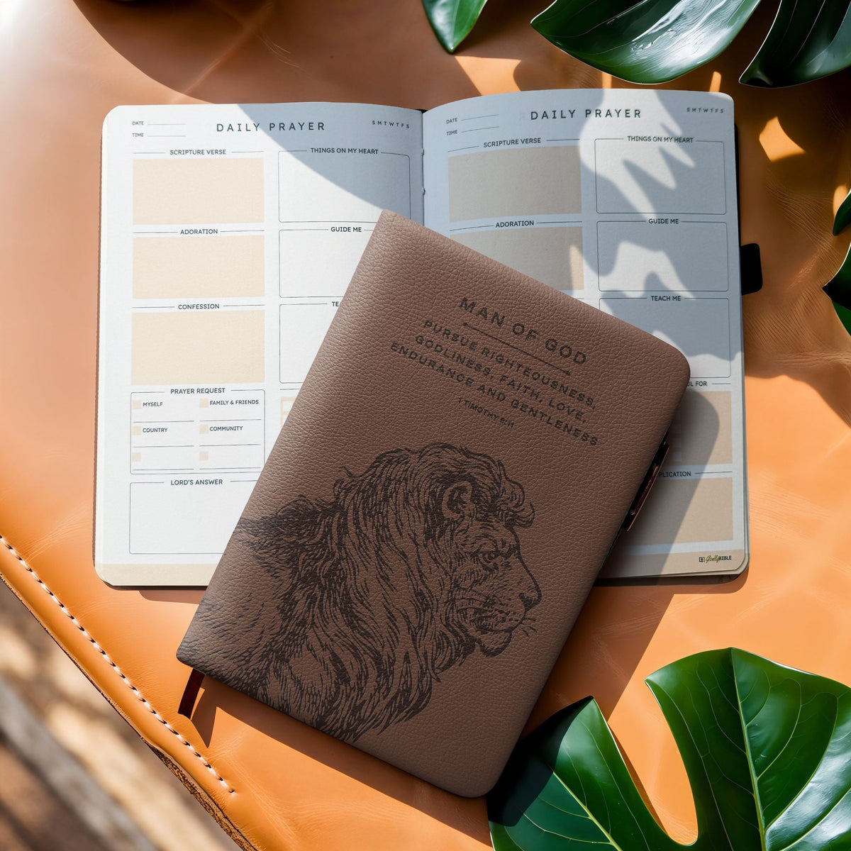 Faithful - 1 Timothy 6:11 Leather Prayer Journal