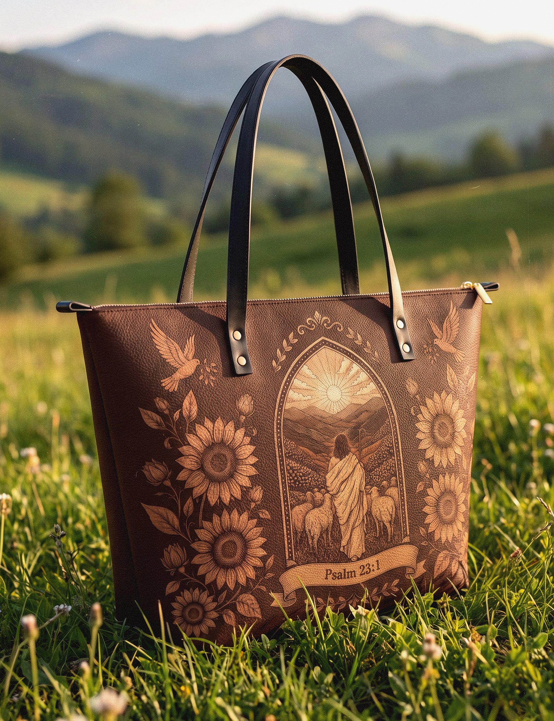 My Shepherd – Psalm 23:1 Leather Tote Bag Preorder