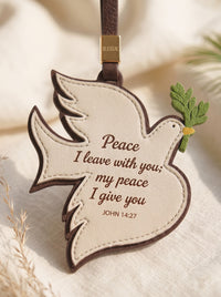 "Peace I Leave With You" - Dove Leather Bag Charm