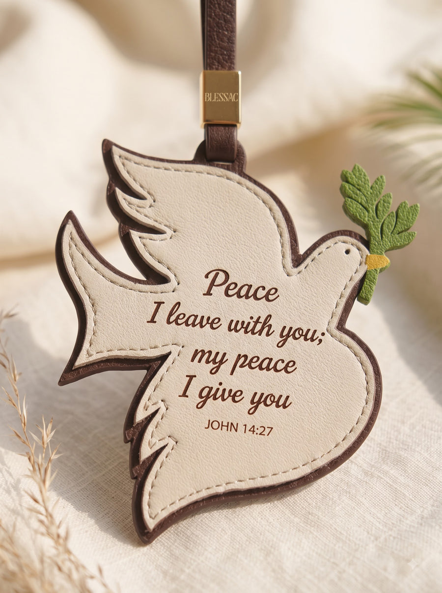 "Peace I Leave With You" - Dove Leather Bag Charm