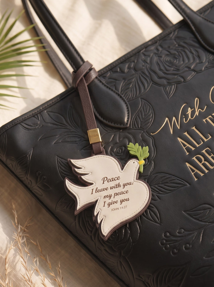 "Peace I Leave With You" - Dove Leather Bag Charm