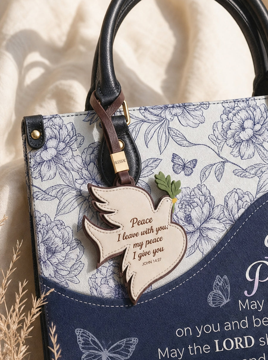 "Peace I Leave With You" - Dove Leather Bag Charm