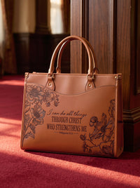 Philippians 4:13 - Embossed Leather Handbag