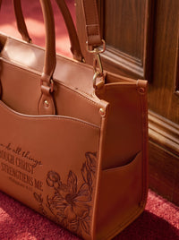Philippians 4:13 - Embossed Leather Handbag