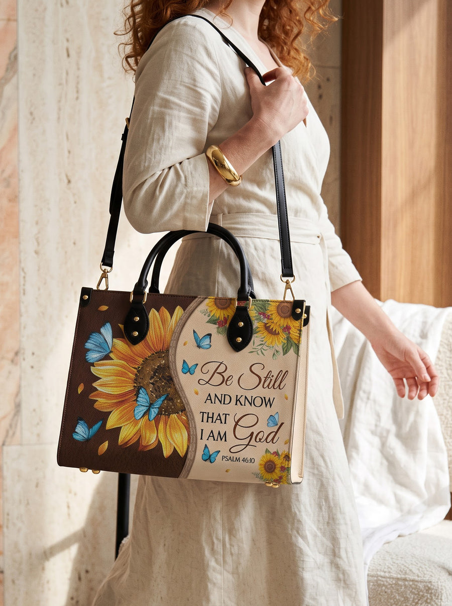 Presence - Psalm 46:10 Deluxe Leather Handbag Pre-order