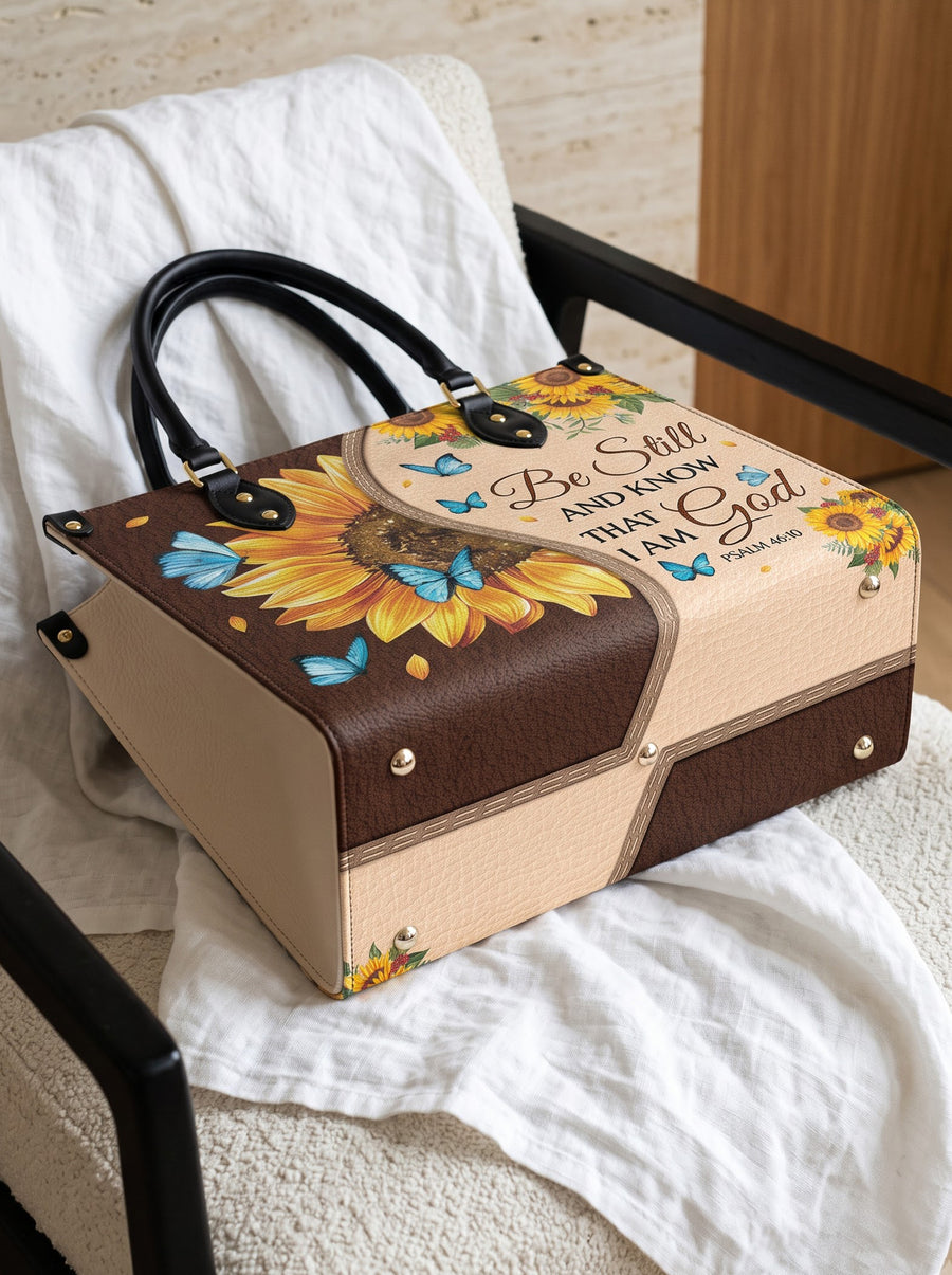 Presence - Psalm 46:10 Deluxe Leather Handbag Pre-order
