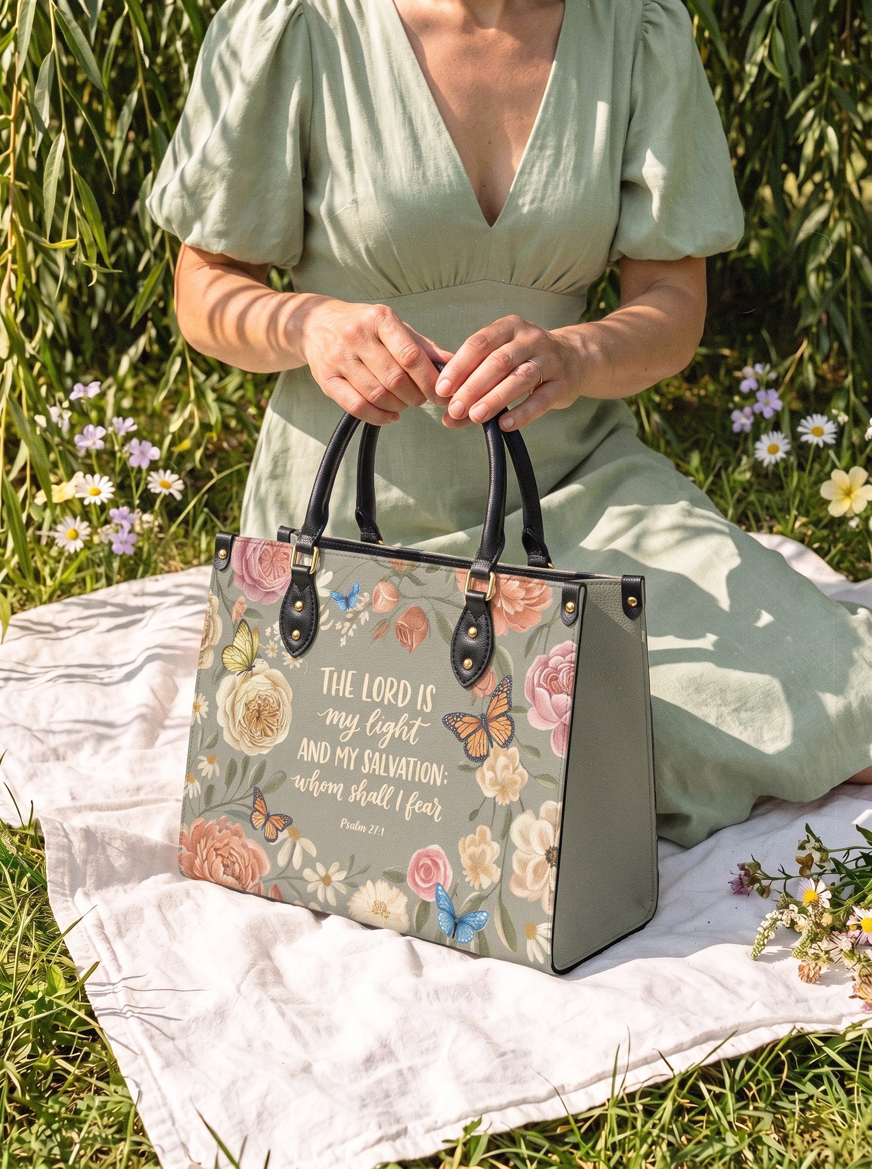 Radiance - Psalm 27:1 Deluxe Leather Handbag Pre-order