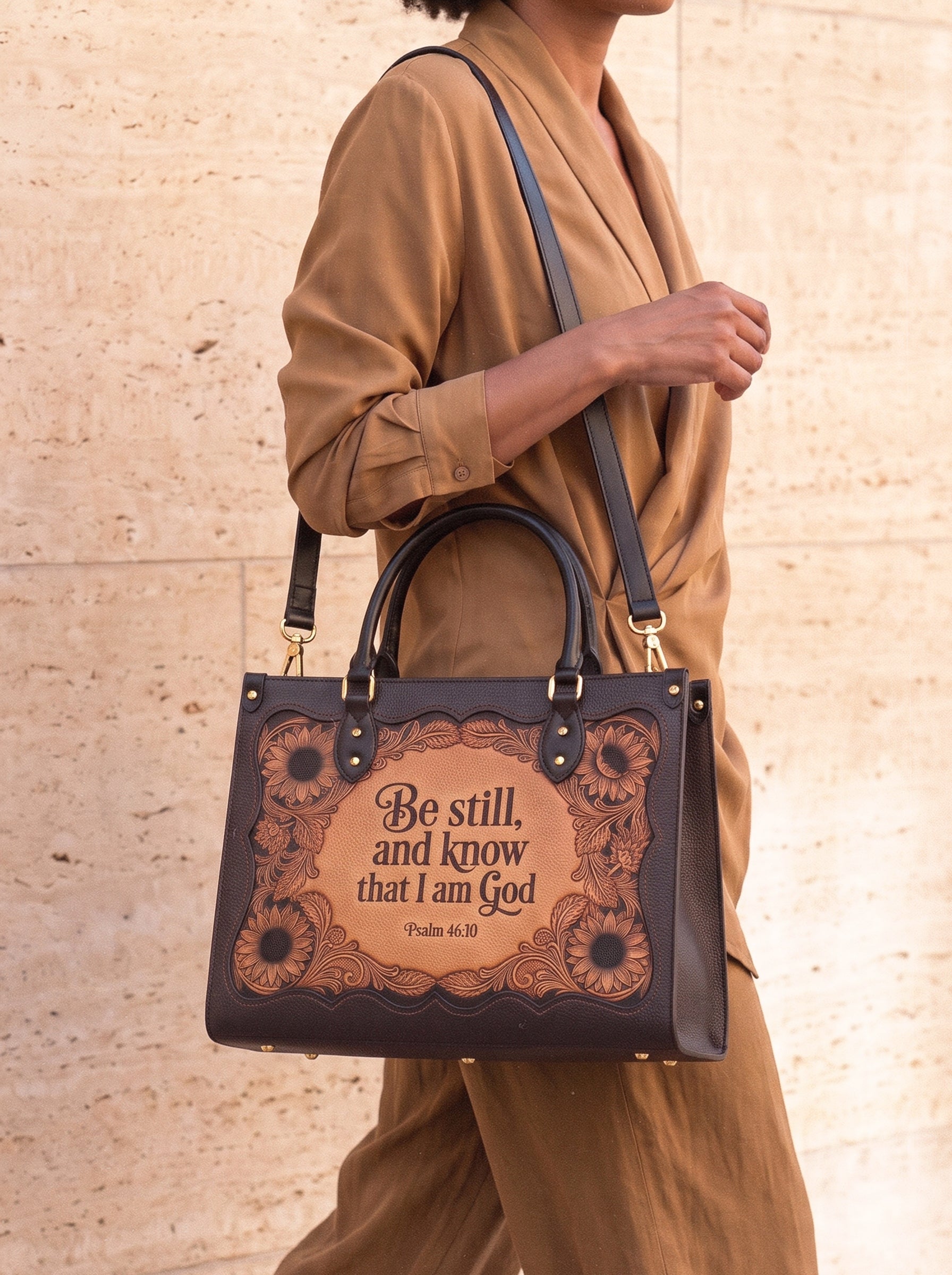 Refuge - Psalm 46:10 Deluxe Leather Handbag Pre-order