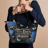 "Anchor" - Romans 8:31 Leather Tote Bag