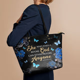 "Anchor" - Romans 8:31 Leather Tote Bag