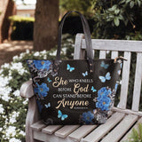 "Anchor" - Romans 8:31 Leather Tote Bag