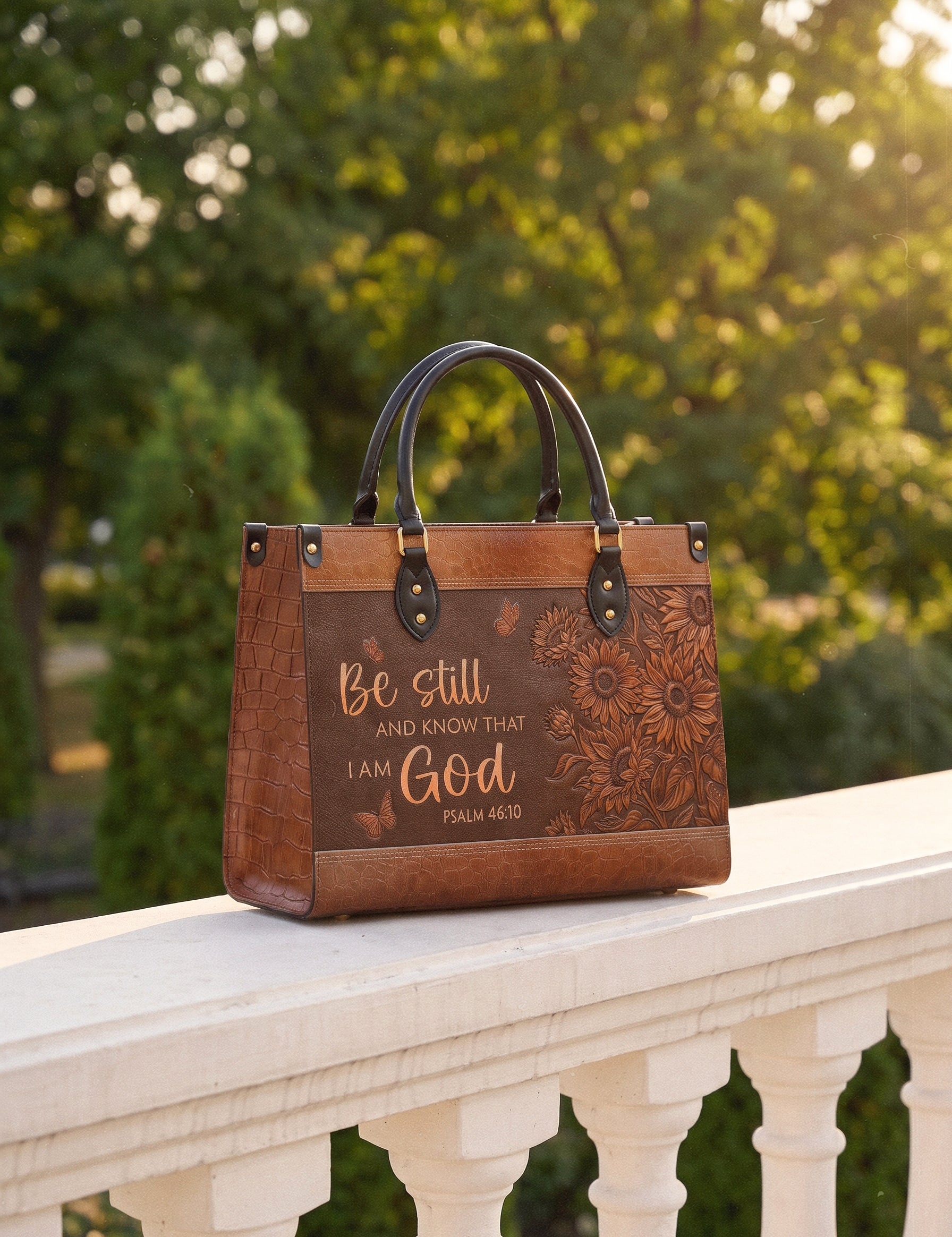 Solace - Psalm 46:10 Deluxe Leather Handbag Pre-order