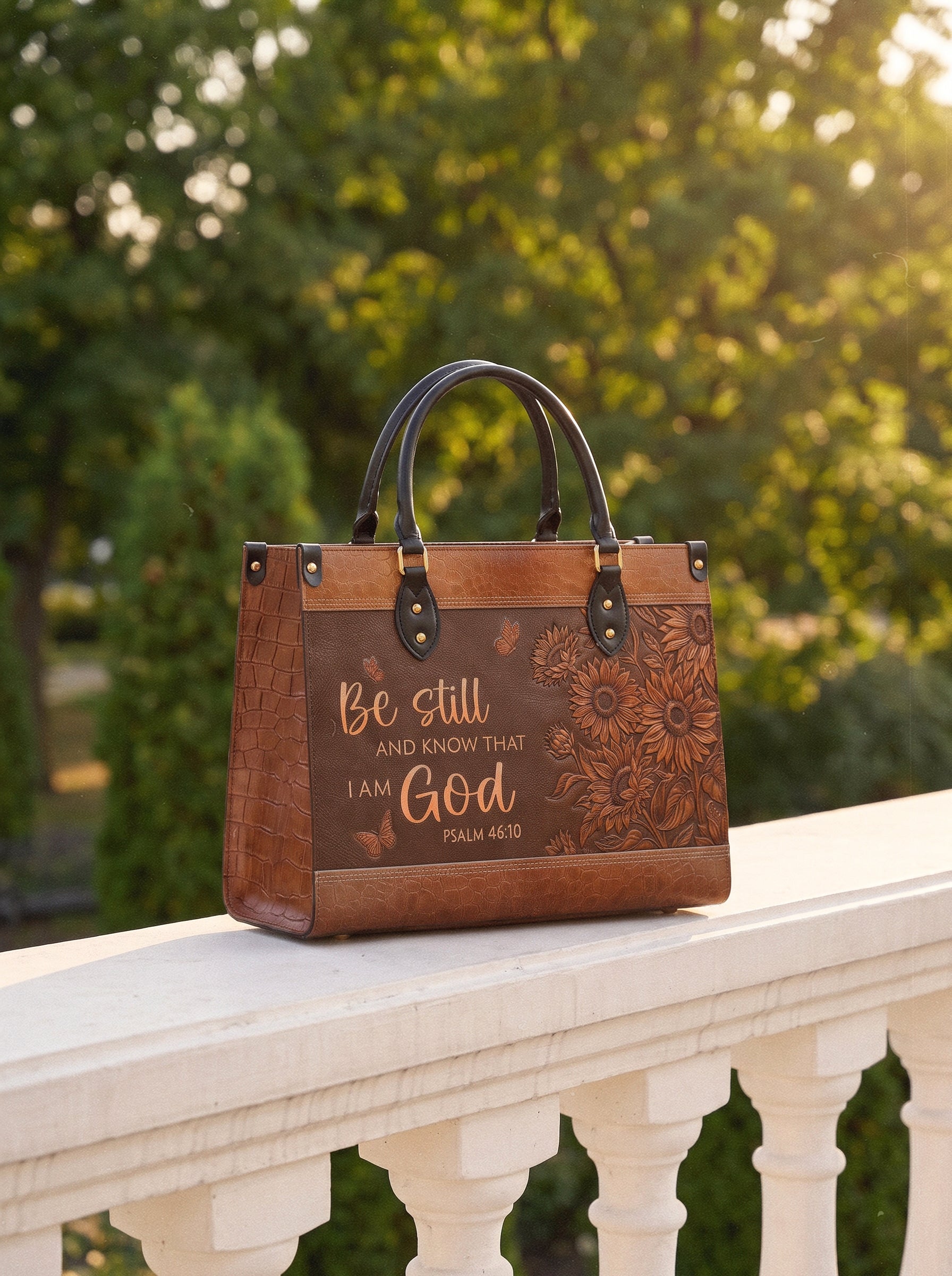 Solace - Psalm 46:10 Deluxe Leather Handbag Pre-order