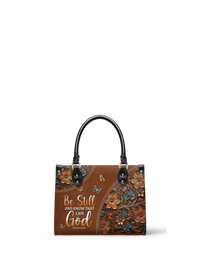 Stillness - Psalm 46:10 Small Leather Handbag