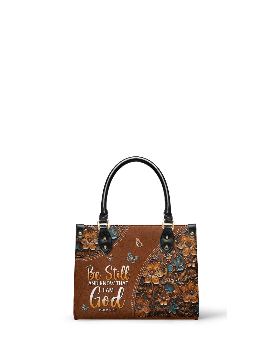 Stillness - Psalm 46:10 Small Leather Handbag