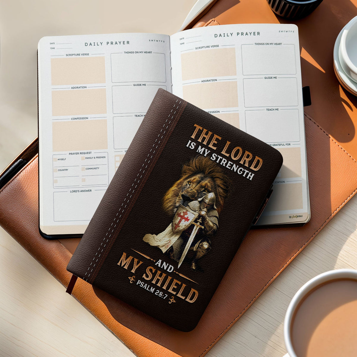 Shield - Psalm 28:7 Leather Prayer Journal