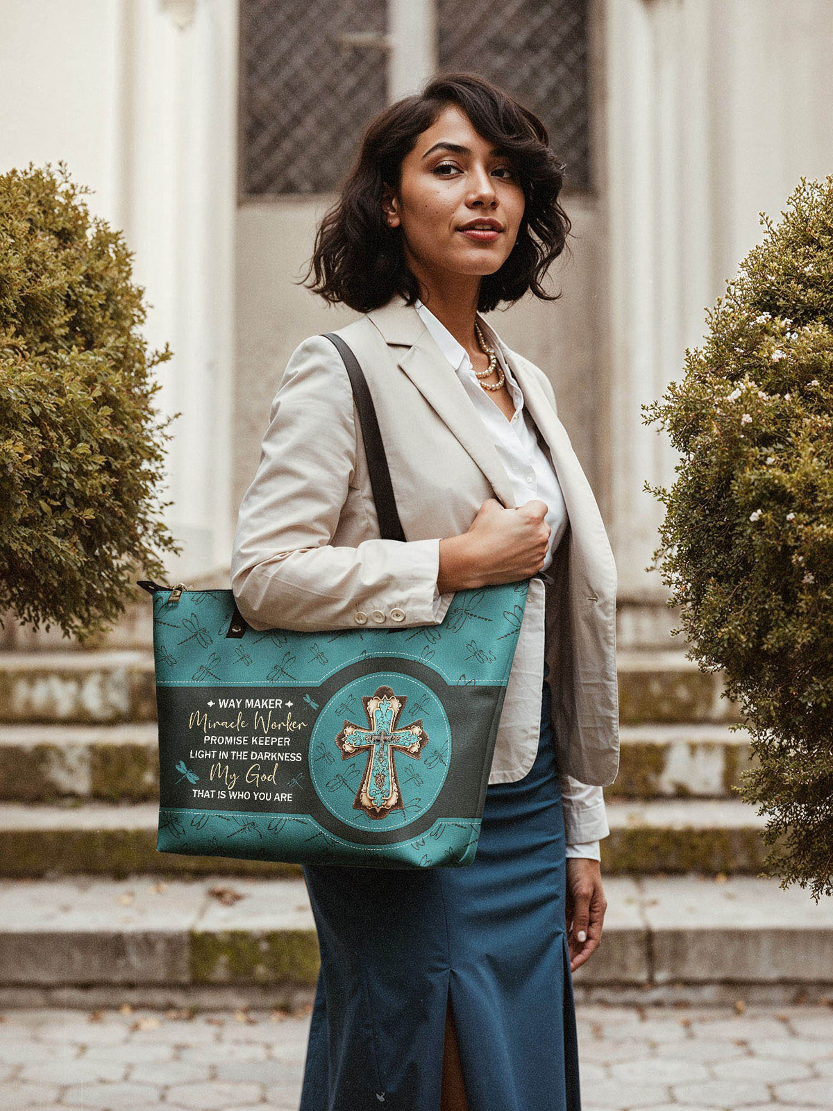 Lighthouse Leather Tote Bag